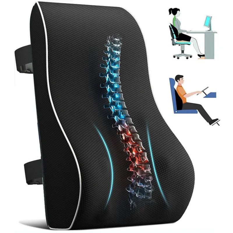 LUMBREST DriveEase™ Lumbar Cushion – Memory Foam Support - black waist / L
