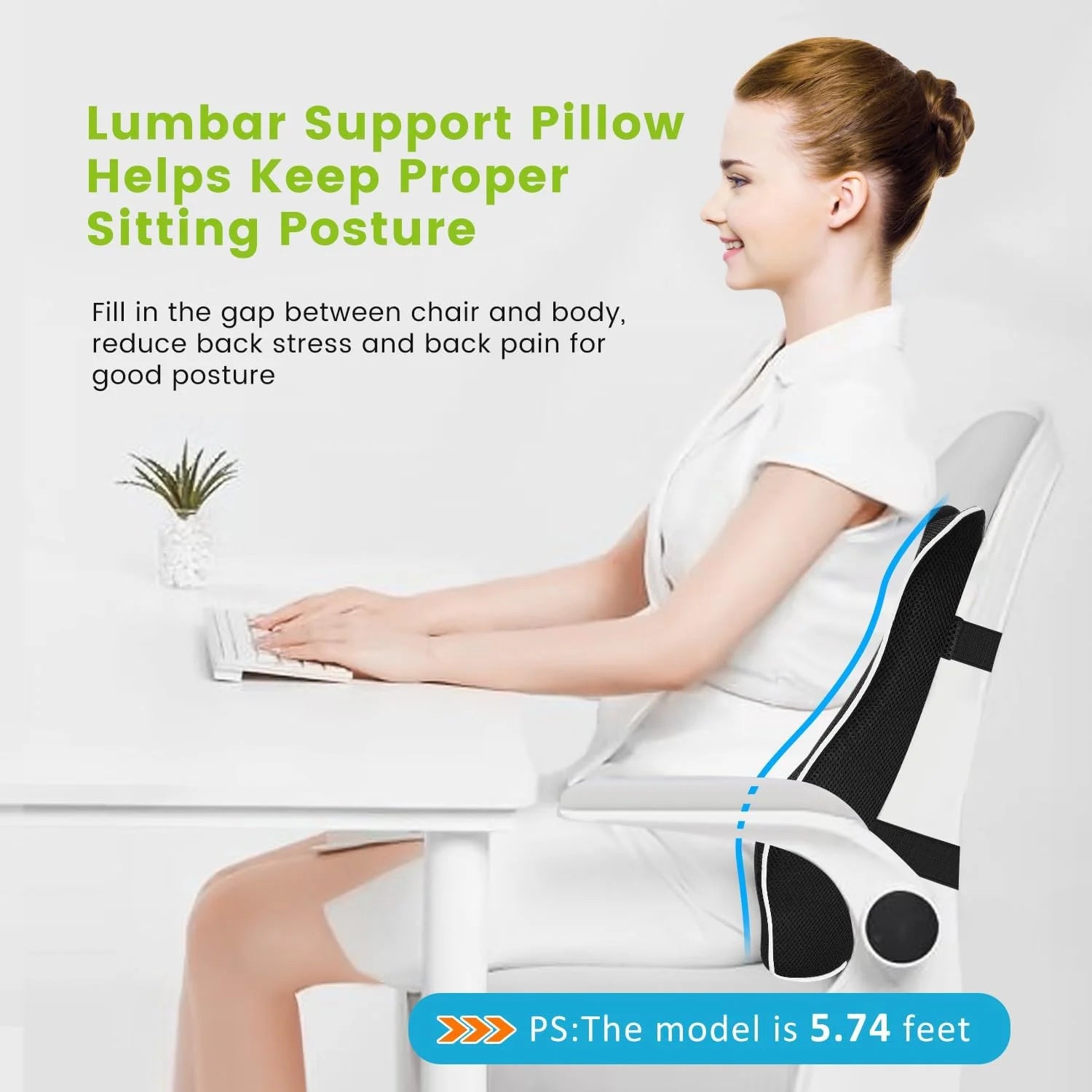 LUMBREST DriveEase™ Lumbar Cushion – Memory Foam Support - black waist / L