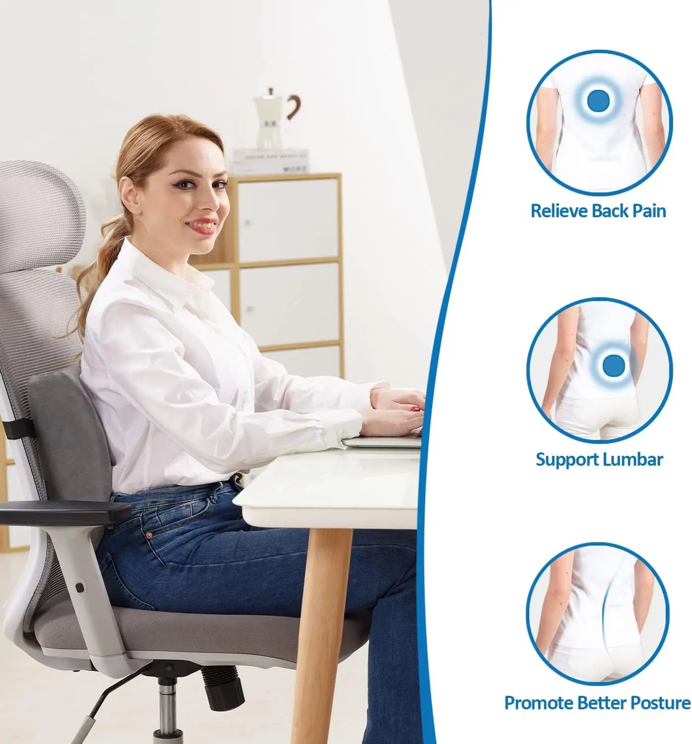 LUMBREST OfficeEase™ Cushion – Memory Foam Lumbar Support
