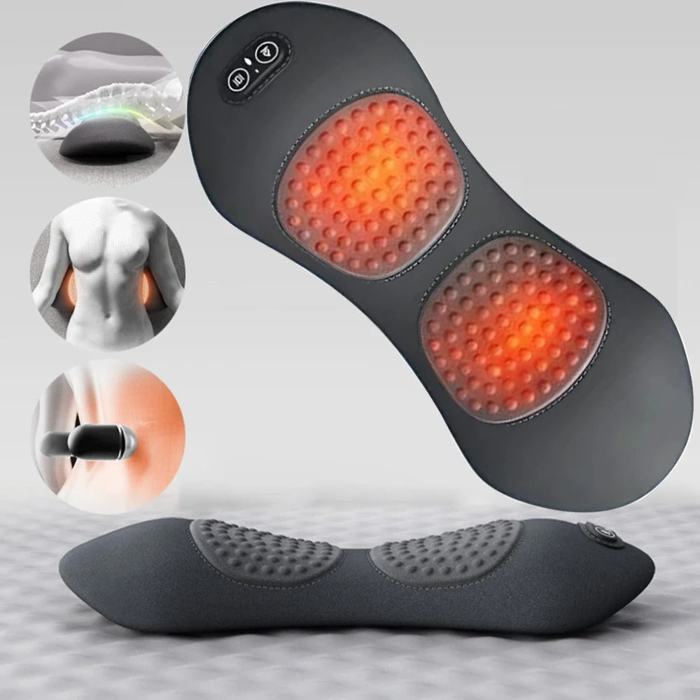 LUMBREST RelaxMotion™ Pillow – Heated Vibration Lumbar Support - Massager Black