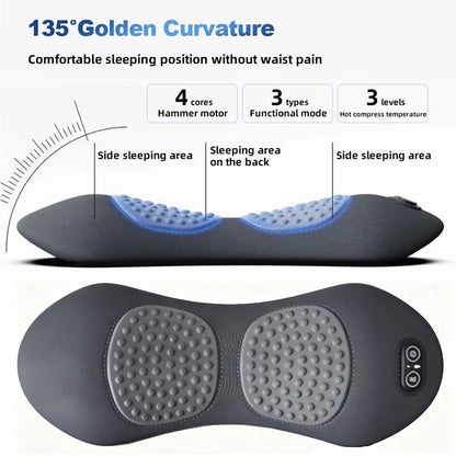 LUMBREST RelaxMotion™ Pillow – Heated Vibration Lumbar Support - Massager Black